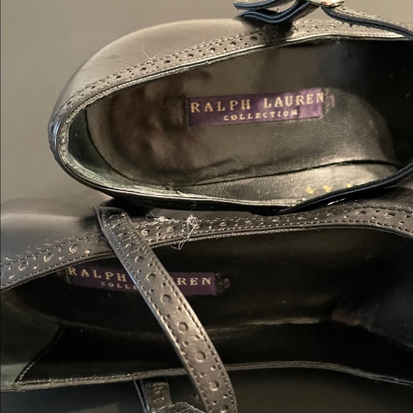 Ralph Lauren Collection Purple Label Mary Jane Pumps Black Leather Size 6B - Picture 5 of 11